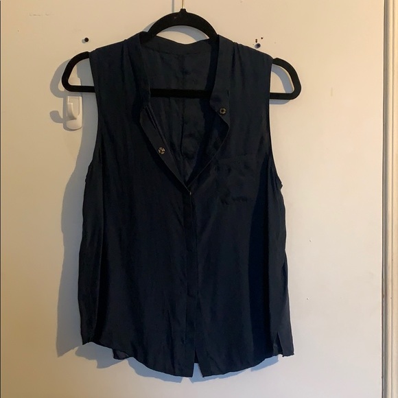 AG Jeans 100% Silk Blue Sleeveless Blouse - Picture 2 of 7